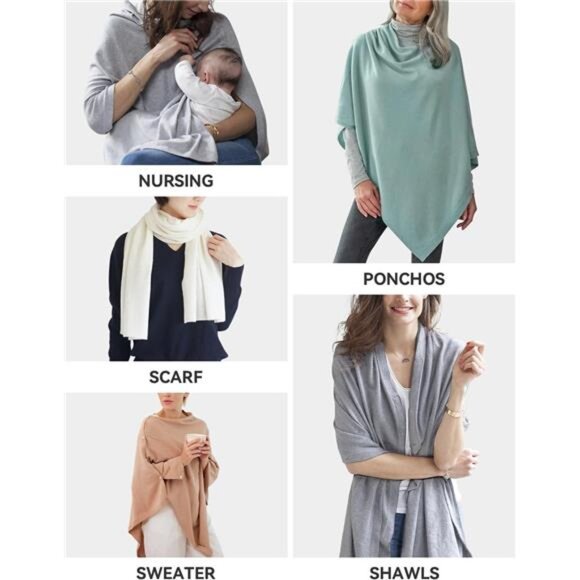 Versatile Women's Poncho Shawl Wrap Soft Lightweight Knitted Cape Scarf - Picture 3 of 7